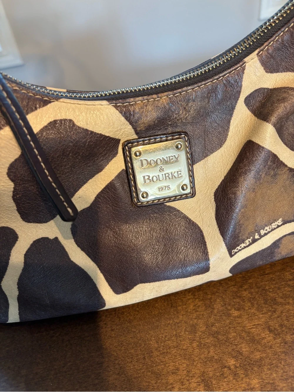 Dooney & Bourke Brown and Cream Giraffe-Print Shoulder Bag